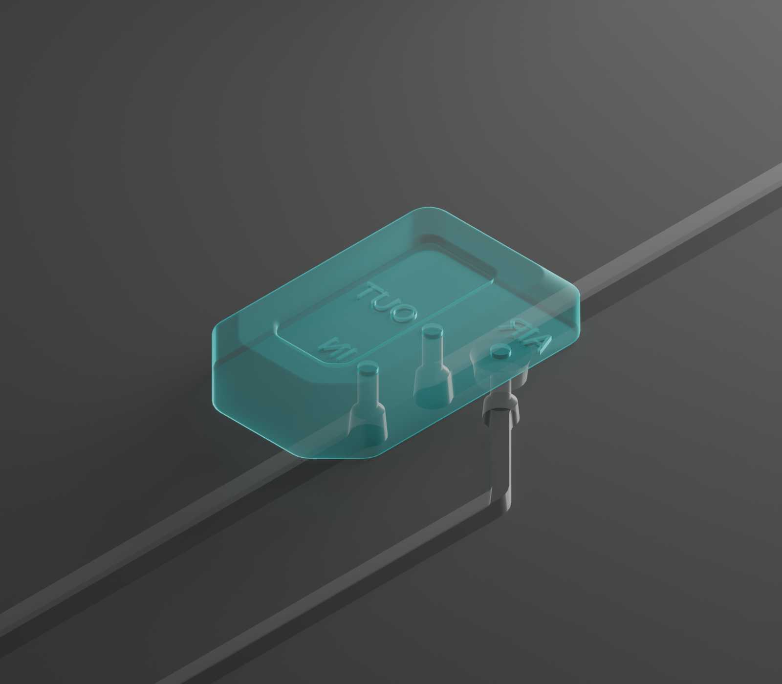 The MV-2 microvalve with liquid flowing in from the left and out to the right. A second air channel is connected to the microvalve. As air pressure is applied, liquid stops flowing through the microvalve.