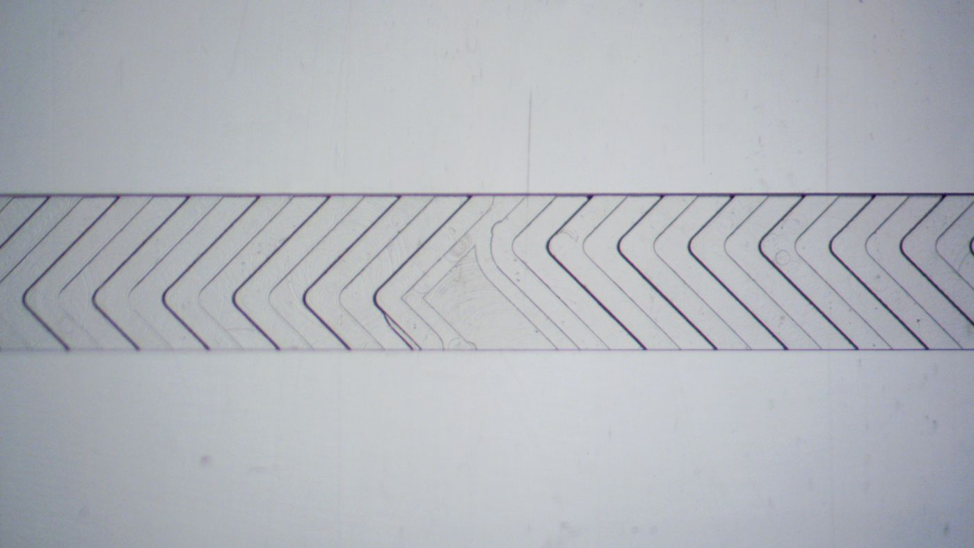 Close-up of a Transition Molded herringbone mixer. The structure is clearly defined, with sharp edges.